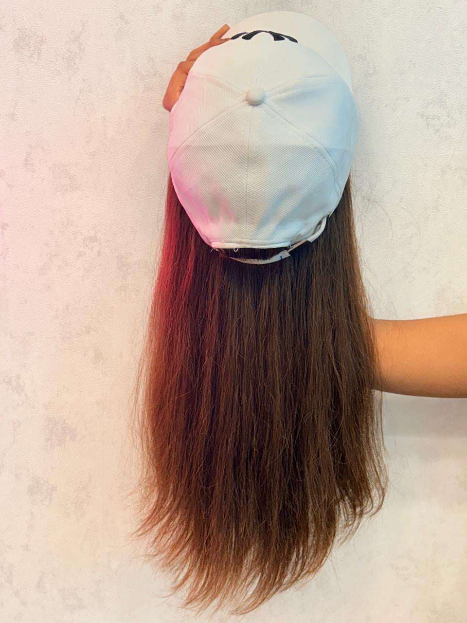 Cap with Real Human Hair – 14” Natural Straight