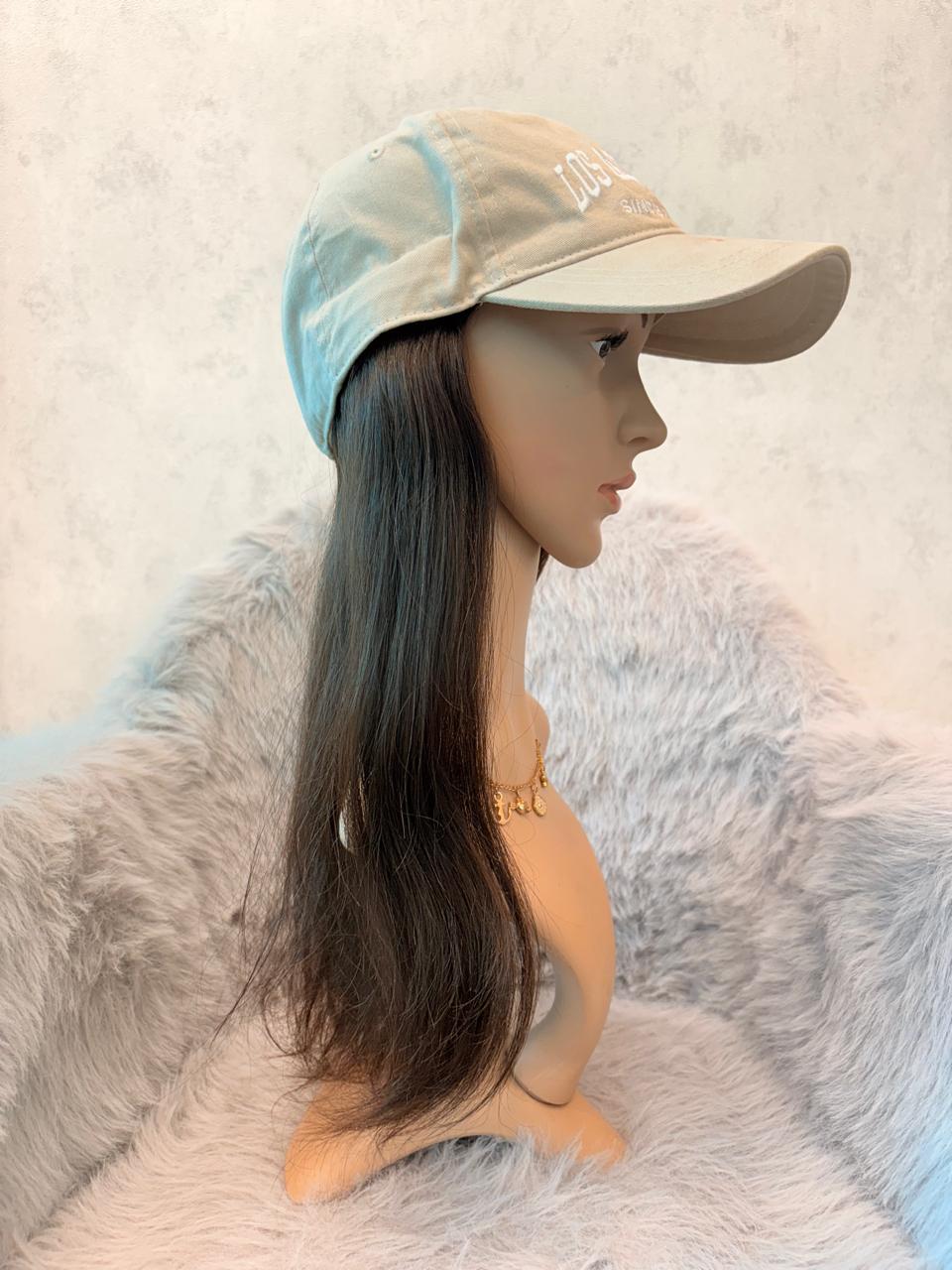 Cap with Real Human Hair – 14” Natural Straight