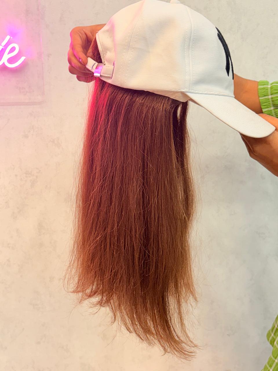 Cap with Real Human Hair – 14” Natural Straight