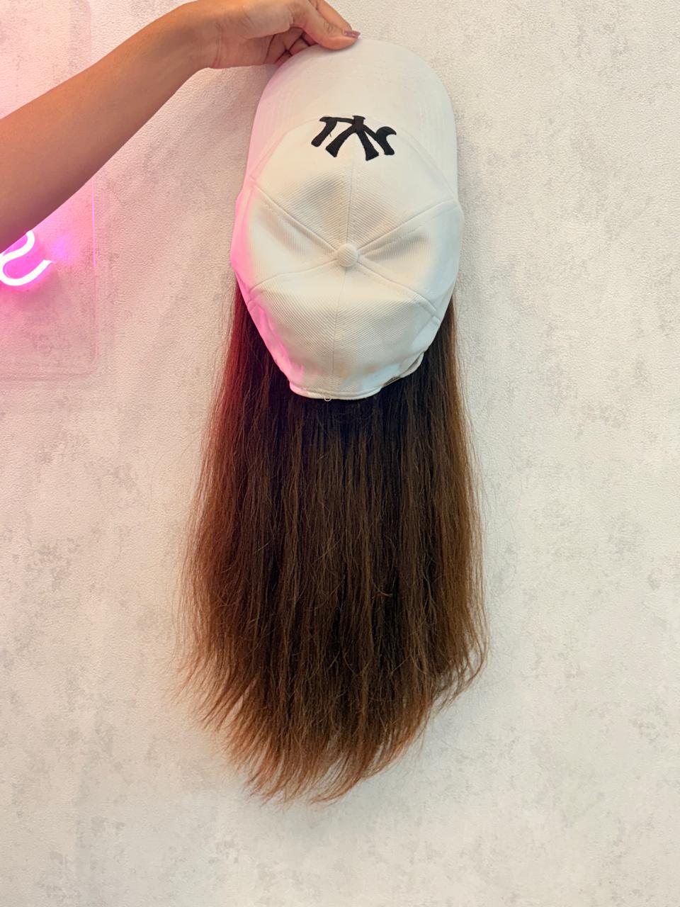Cap with Real Human Hair – 14” Natural Straight