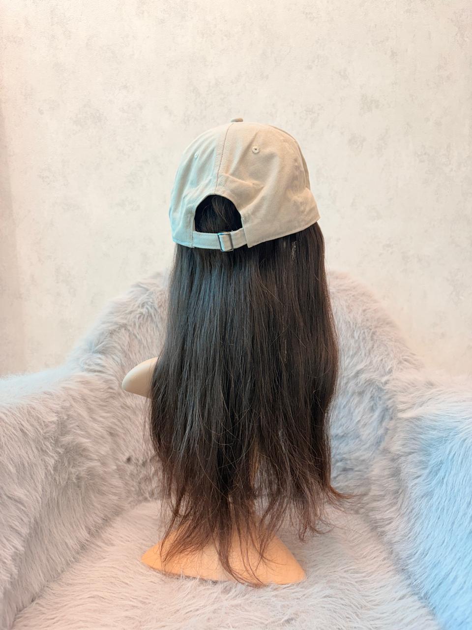 Cap with Real Human Hair – 14” Natural Straight