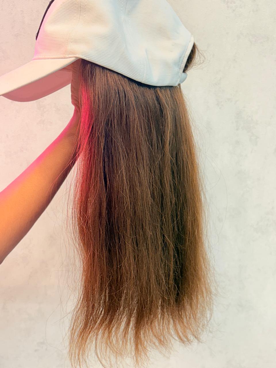 Cap with Real Human Hair – 14” Natural Straight
