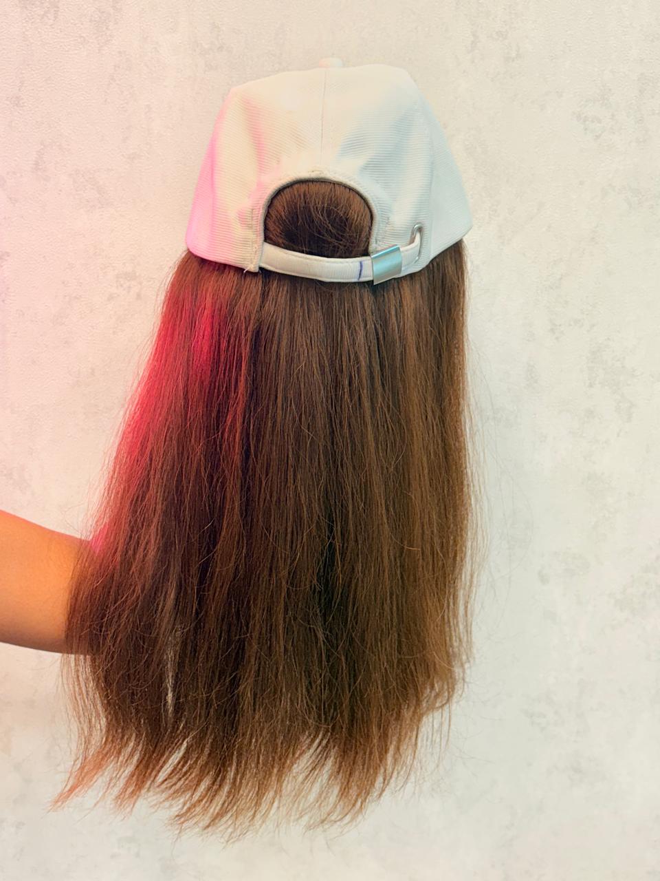Cap with Real Human Hair – 14” Natural Straight